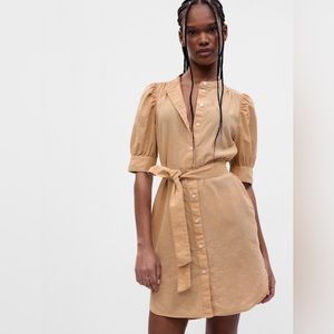 Linen Puff Sleeve Dress *NWT*